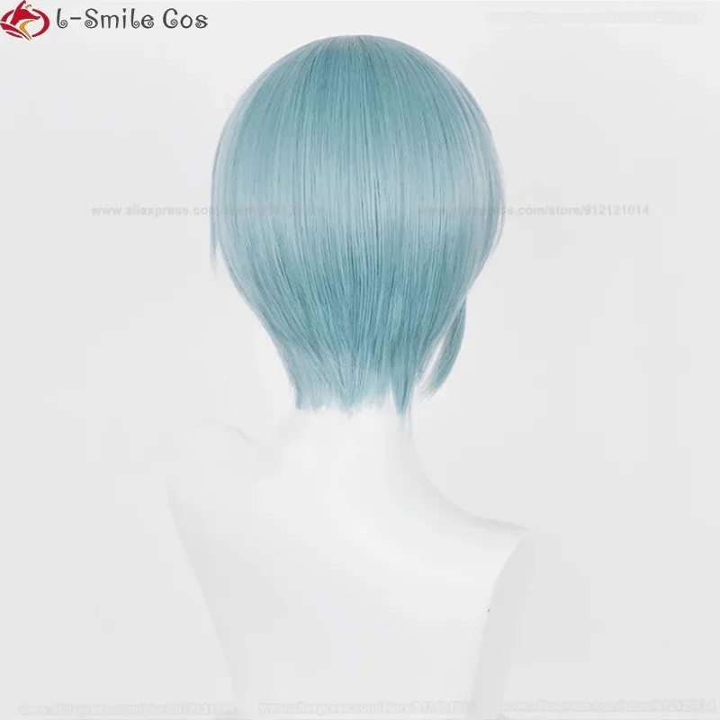 Anime Hiori Yo Cosplay 28cm Light Blue Wigs Heat Resistant Synthetic Hair Halloween Costumes + Wig Cap view 4