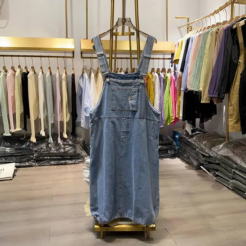 2026 European Summer New Women's Cowboy Dress Loose Straight Casual Strap Dress