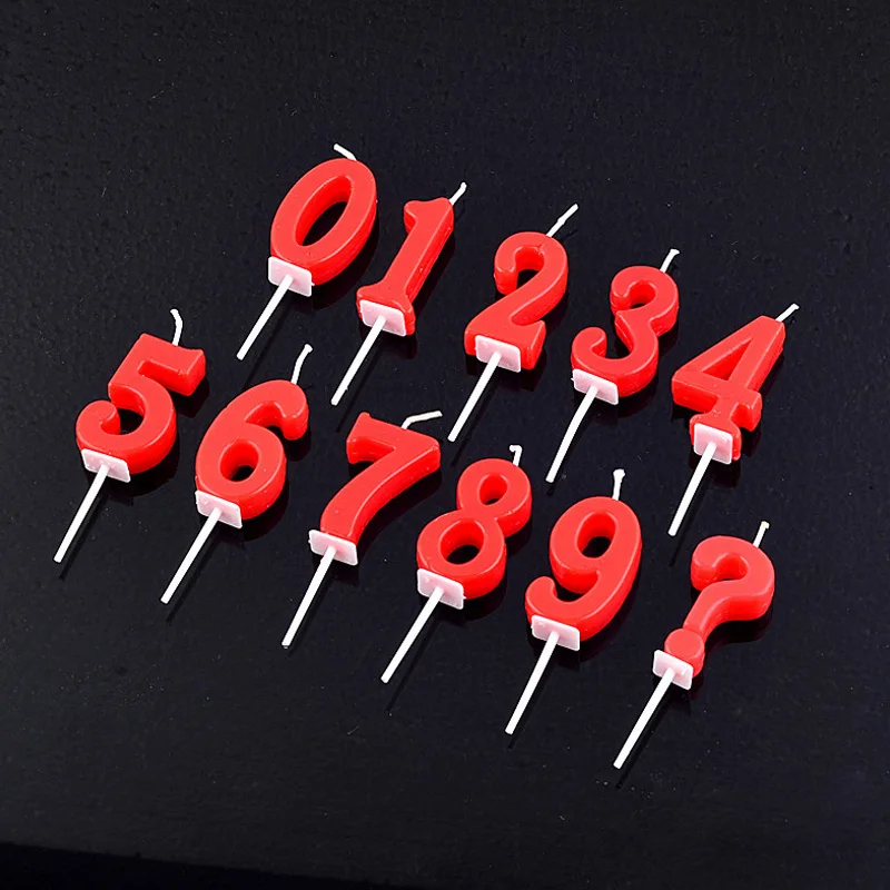 Red Number Shaped Candles Happy Birthday Cake Decorative Candle for Kids Girls Baby Party Ornament Home Decor Supplies