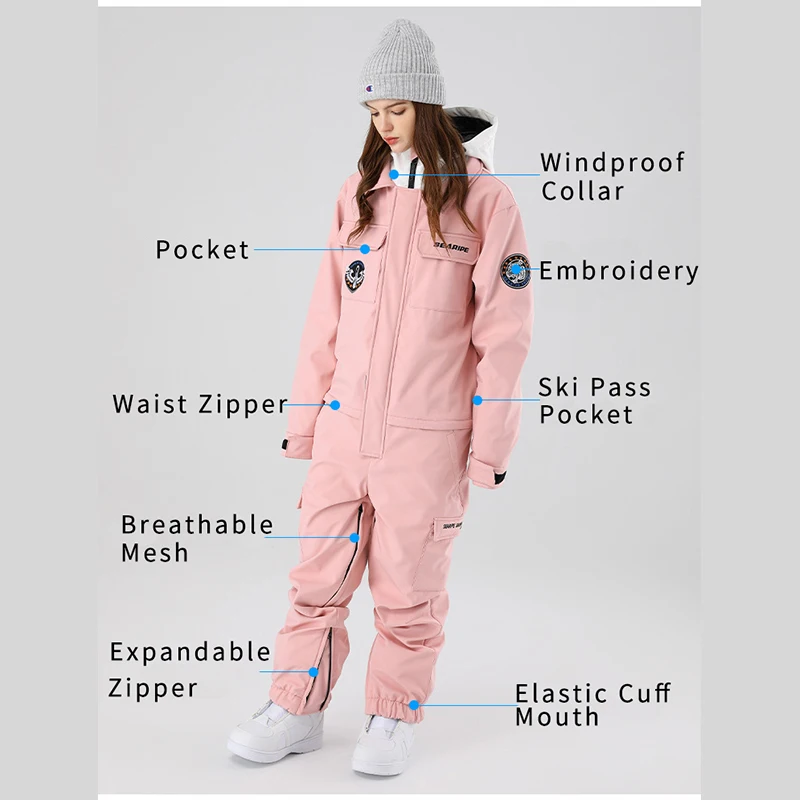 2023 Winter New One-Piece Ski Suit Women Outdoor Snowboard Overalls Men Thermal Ski Set Jumpsuits Windproof Waterproof Clothing