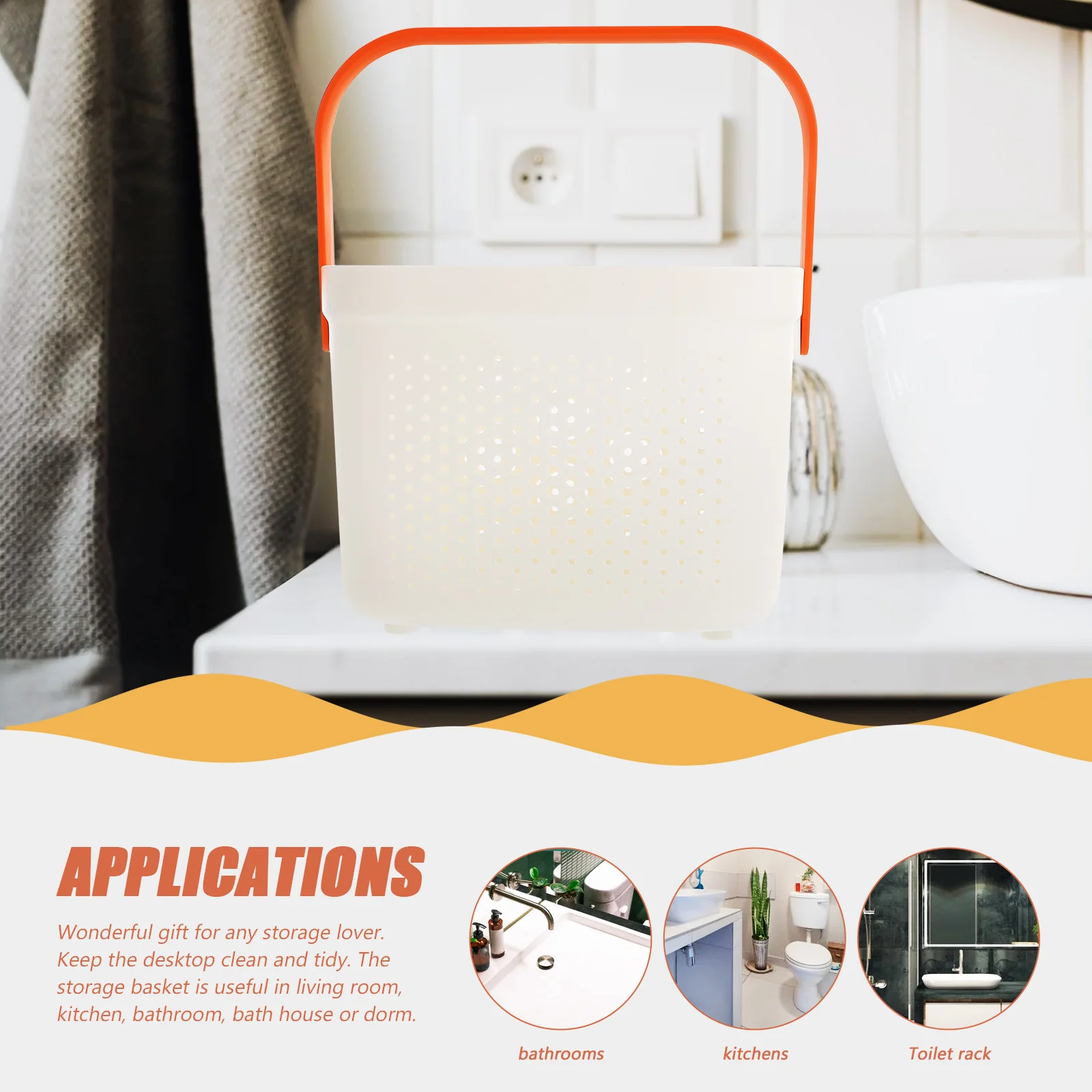 

Toiletries Storage Basket Bathroom Accessory Plastic Organizer Shower Baskets Handbag Portable Supplies Handheld Toiletry for