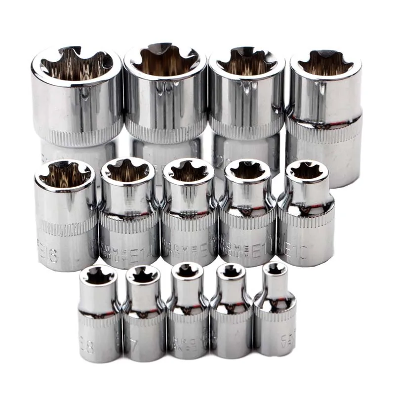 

14Pc 6-point Plum Blossom Socket Combination E4 E5 E6 E7 E8 E10 E11 E12 E14 E16 E18 E20 E22 E24 for Car Machine Repair Tools Set