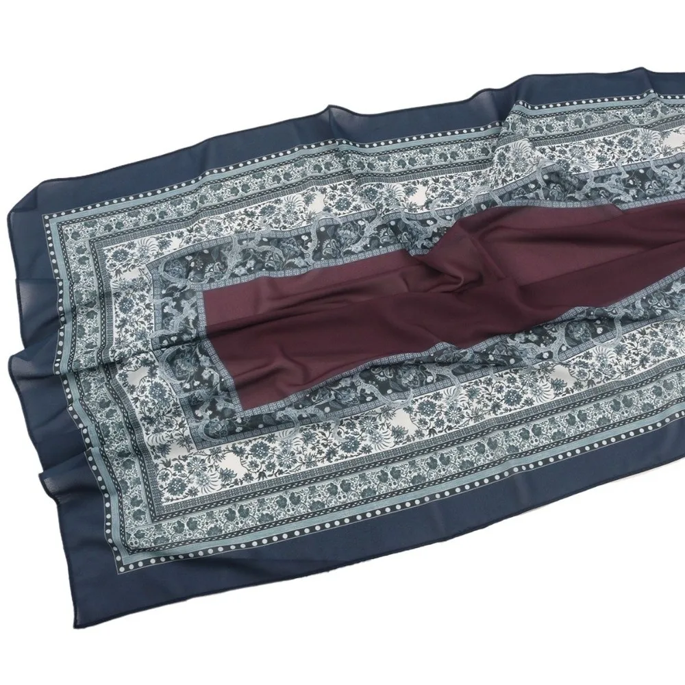 أنيقة الشيفون العرقية نمط وشاح طباعة عمامة إسلامية طويلة 70*170 سنتيمتر رقيقة يلتف شال الإناث #2