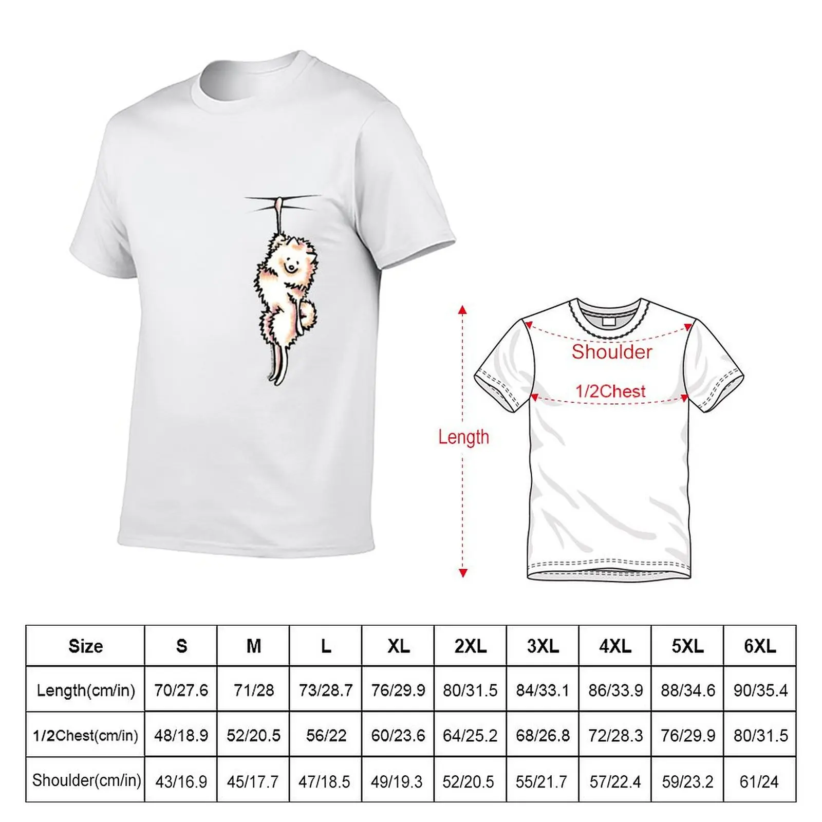 Clingy White Pomeranian T-Shirt Lightweight Cooling Short Sleeve Tee