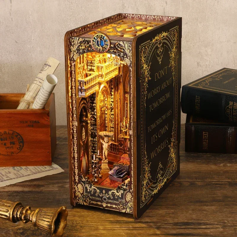 

DIY деревянные книжные уголоки, наборы вставок для полки, миниатюрные подставки для книг Saint Church, кукольные домики, книжная полка, поделки ручной работы, подарки, домашний декор
