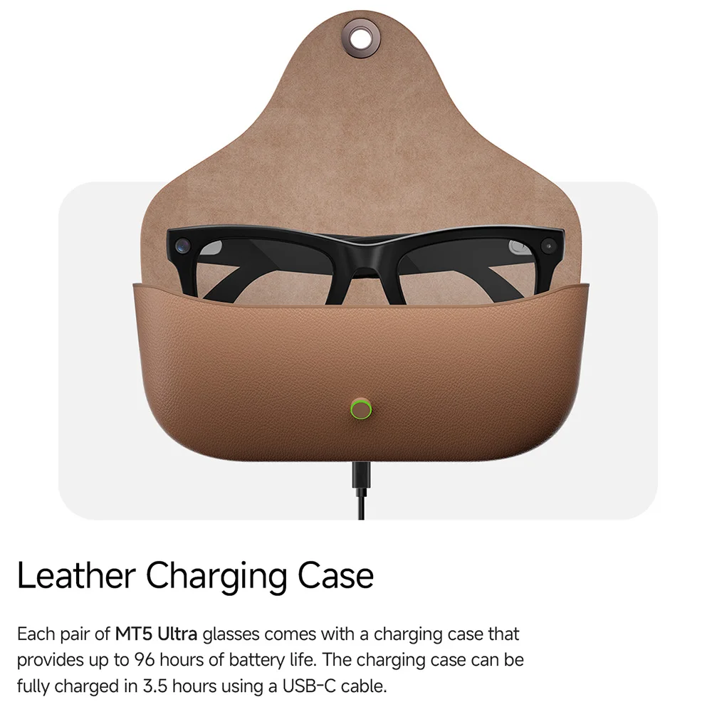 Domars AI Smart Recording Glasses Real-time Translation Voice Wake-up Bluetooth calling 8MP Photo ChatGPT with Charging Case