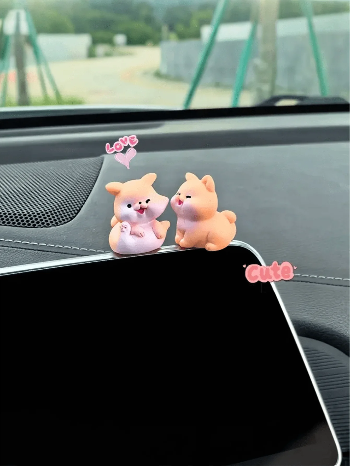 2 Pcs Couple Animal Kissing Car Ornaments – Dual-use for Center Console & Rearview Mirror, Multiple Styles Available
