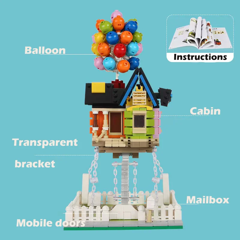 MOC ساعي البريد مدينة خبير العمارة تحلق بالون البيت النحت الكلاسيكية اللبنات صديق الأولاد والأطفال لعبة الهدايا