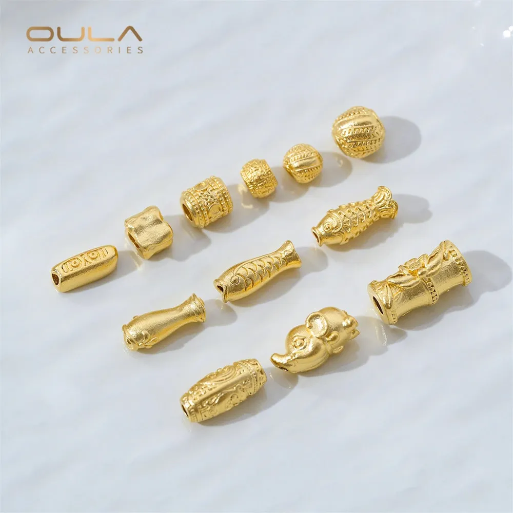 

Vietnamese Gold Accessories Jiyan Bucket Beads Tube Beads Bamboo Interlocking Beads Diy Pearl Bracelet Chain Jewelry Materials