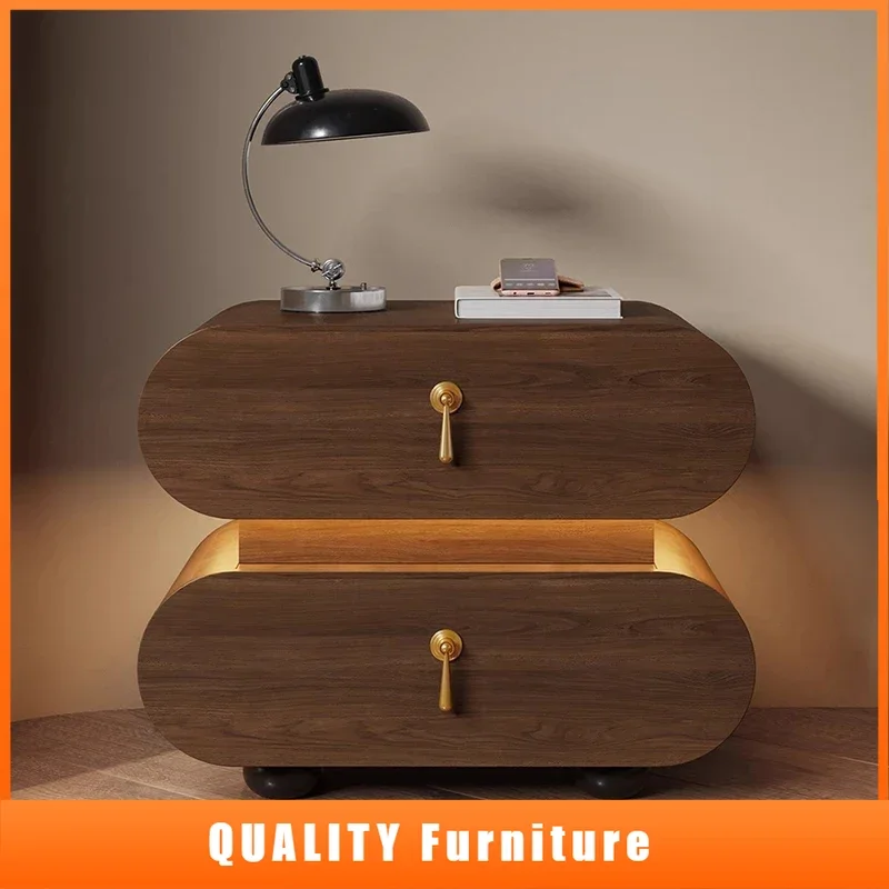 

Unique Wooden Nightstands Modern Bedside Brown Drawers Minimalist Bedsides Table Storage Organizer Mesa De Noche Home Furniture