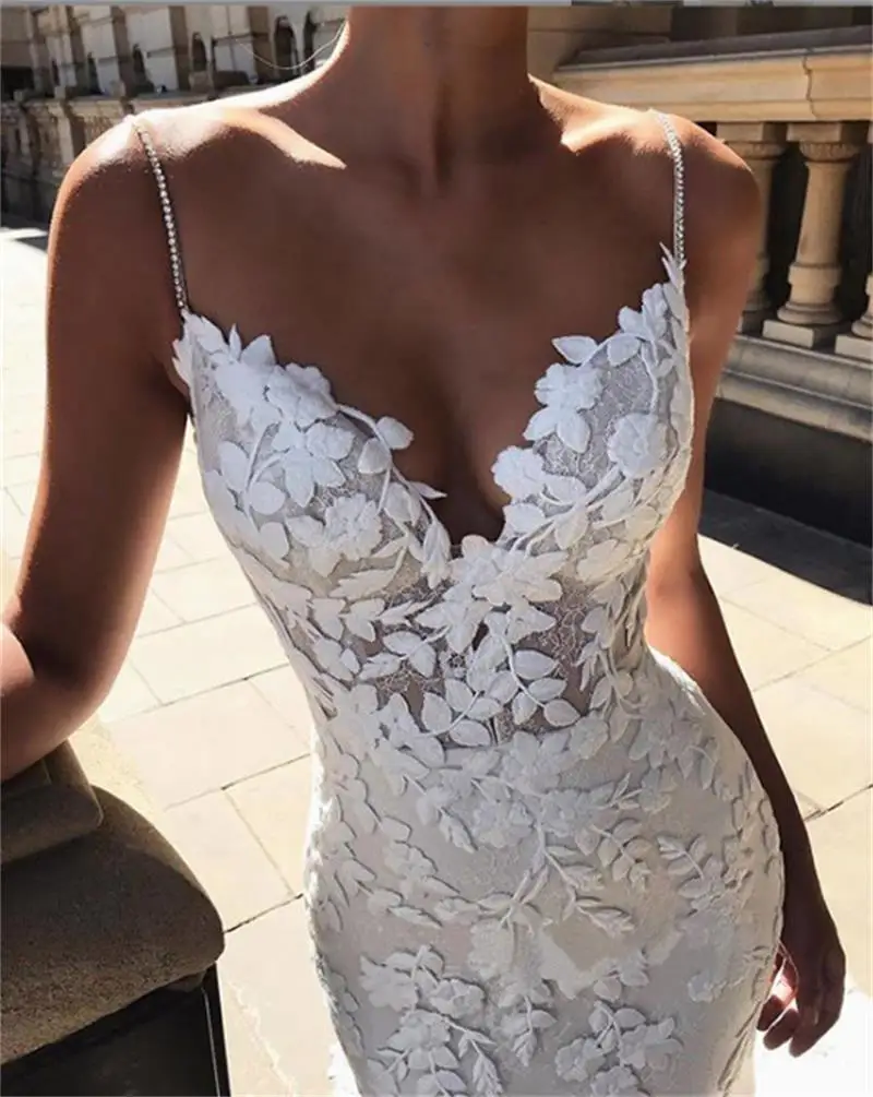 Wedding dress 2024 summer new line shoulder foreign trade wedding dress big skirt skirt missing back lace train wedding dress