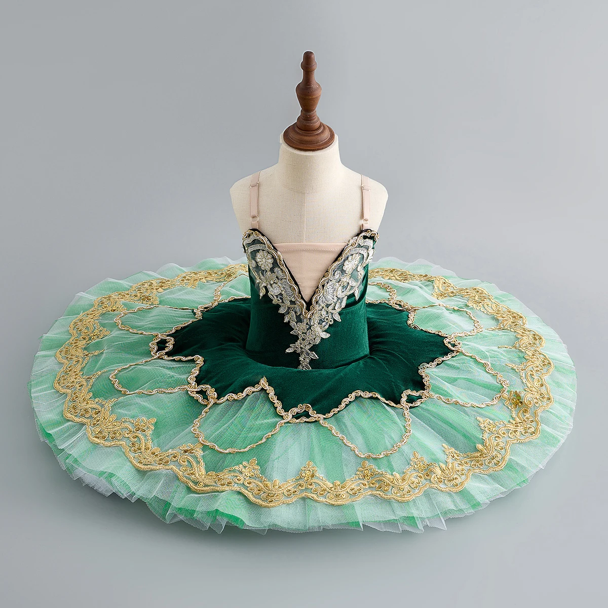 ชุดบัลเลต์เด็กมืออาชีพ สีเขียว กระโปรงบัลเลต์แบบ tutu ชุดบัลเลต์นกหงษ์โลมา ชุดบัลเลต์เด็ก ชุดการแสดงบัลเลต์เจ้าหญิงนิทรา