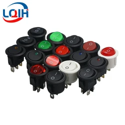 5PCS ON/OFF Round Rocker Switch LED illuminated Car Dashboard Dash Boat Van 12V 24V / 6A 250V / 10A 125V 2/3/4PIN Switch 20MM