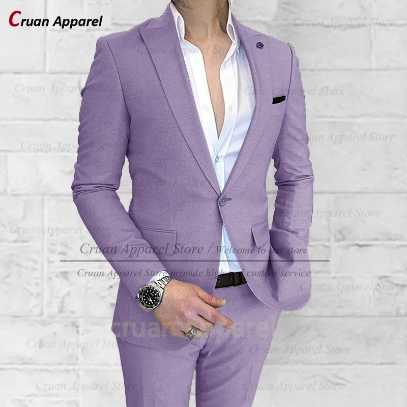 

Classic Peaked Lapel Men Suit Set Business Banquet Slim Fit Blazer Pants Two Pieces Homecoming Formal Elegant Male Costumes