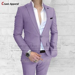 Classic Peaked Lapel Men Suit Set Business Banquet Slim Fit Blazer Pants Two Pieces Homecoming Formal Elegant Male Costumes