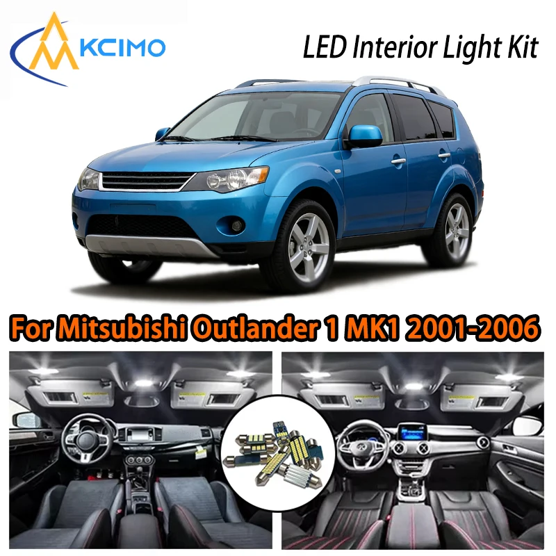 

Amazing With LED Lights For Mitsubishi Outlander 1 MK1 2001-2006, White Ice Blue Two Colors Super Bright Interior Kit