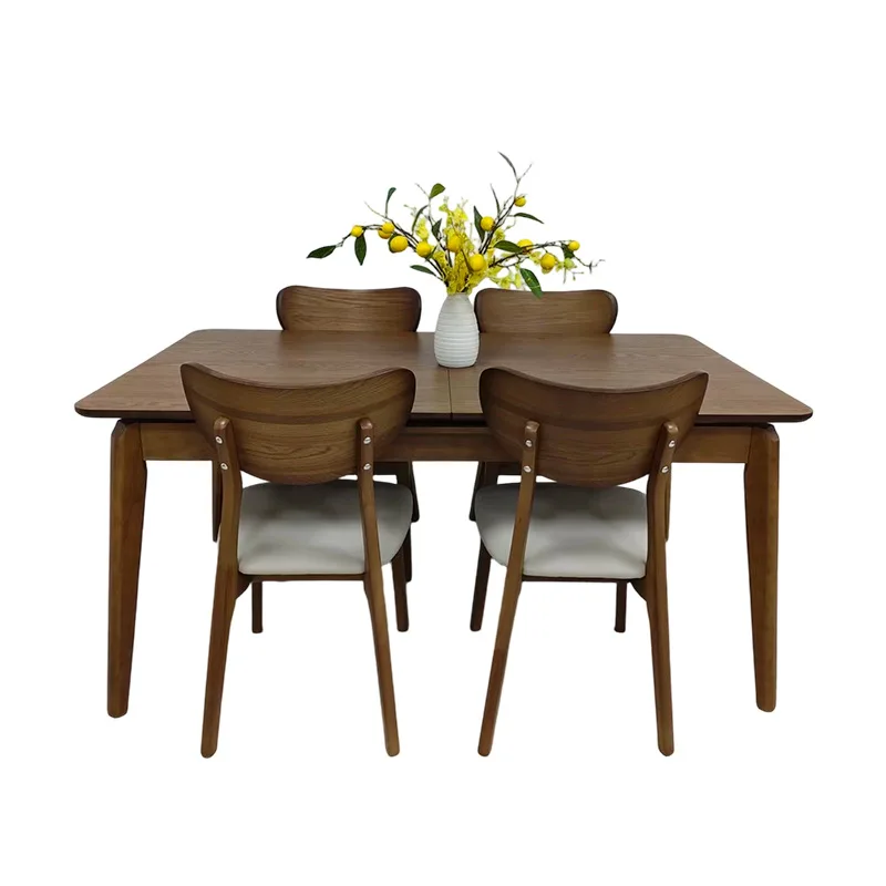 Medieval solid wood stretchable rock slab dining table
