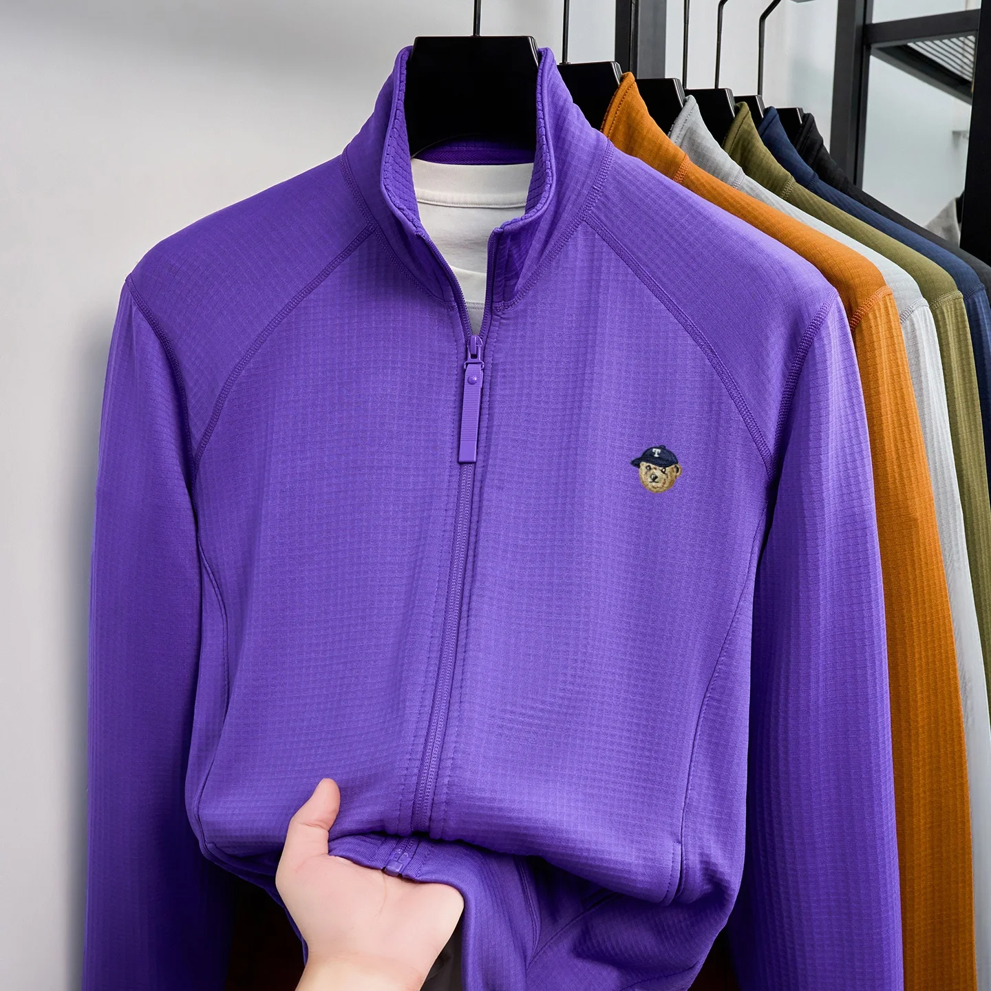 Trend new cartoon embroidered men's jacket brand high-quality comfort pocket youth casual stand collar zipper coat luxury top