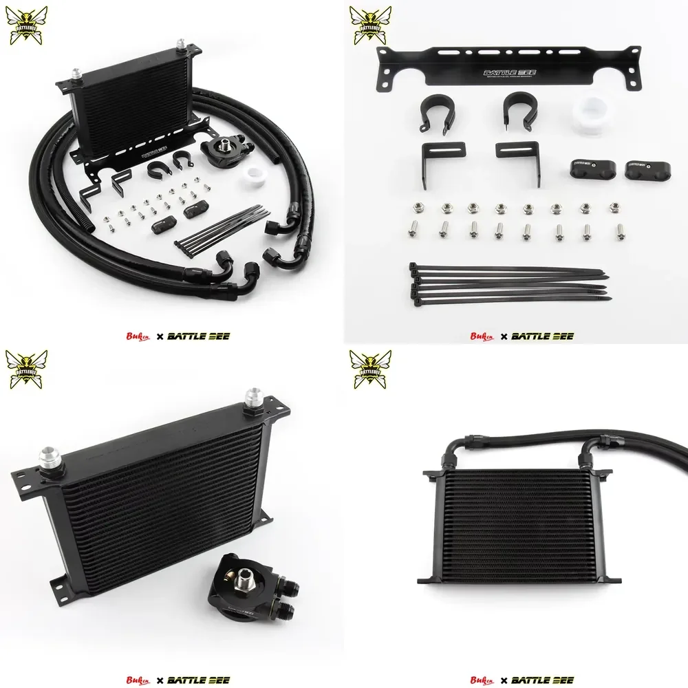 【Durable Practical Daria】 BATTLE BEE Engine Oil Cooler Kit 19/25 Rows with Thermostat Adapter Radiator Cooling Systems for