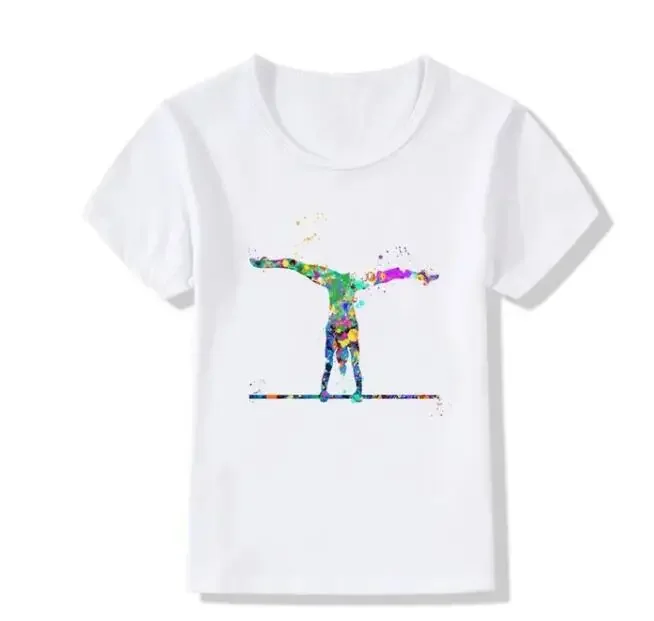 Boys T-shirt Girls Kids Rhythmic Gymnastics Printed T-shirt Modal Clothing Short Sleeves Boys Clothes