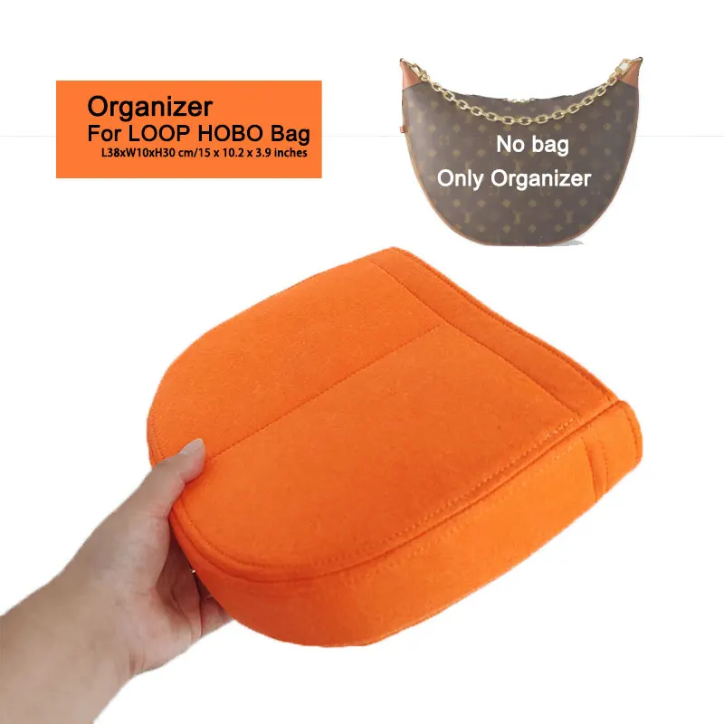Felt Purse Organizer Insert For LOOP HOBO BAG 38x10x30cm, Inner Bag Liner & Bag Protector for Handbags, Half-circle Tote Shaper