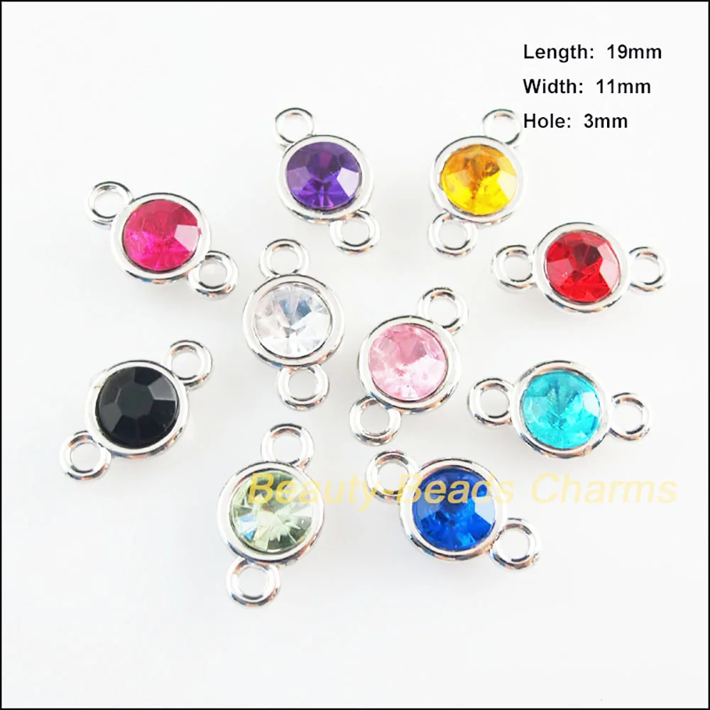 30Pcs Dull Silver Plated Charms Mixed Acrylic Pendants