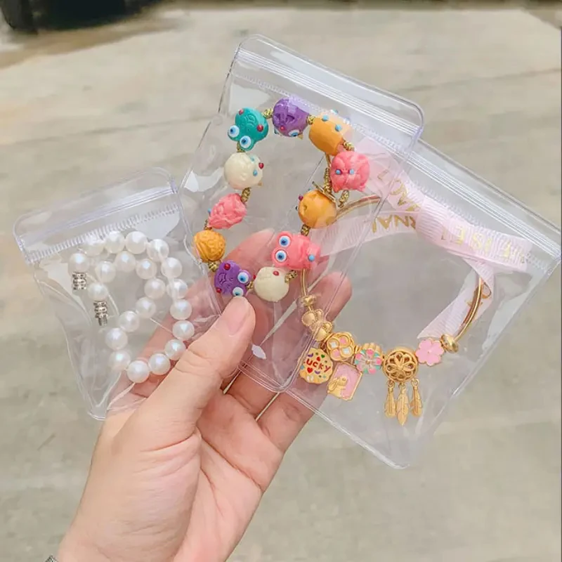 Transparent PVC Jewelry Organizer Pouches Bags Anti-Oxidation Earring Pendant Necklace Bracelet Storage Holder Box Display