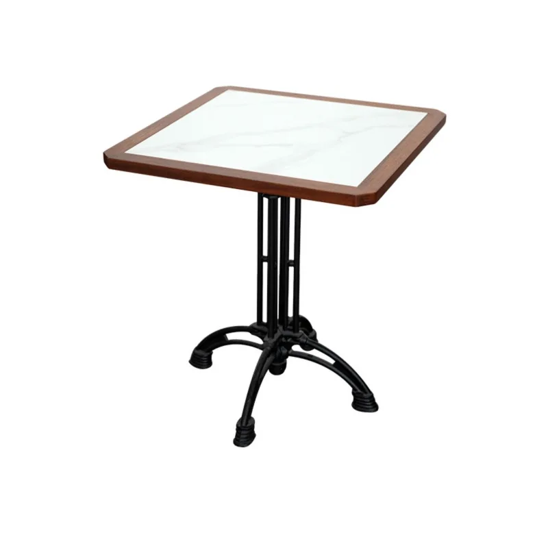 

French coffee table medieval solid wood rock slab dining table American retro small round table restaurant dessert