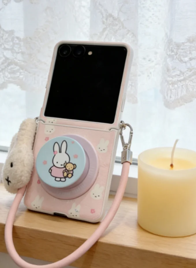 Cute Cartoon Pink White Miffy  - Cute Cartoon Wrist Strap Silicone Case review and price