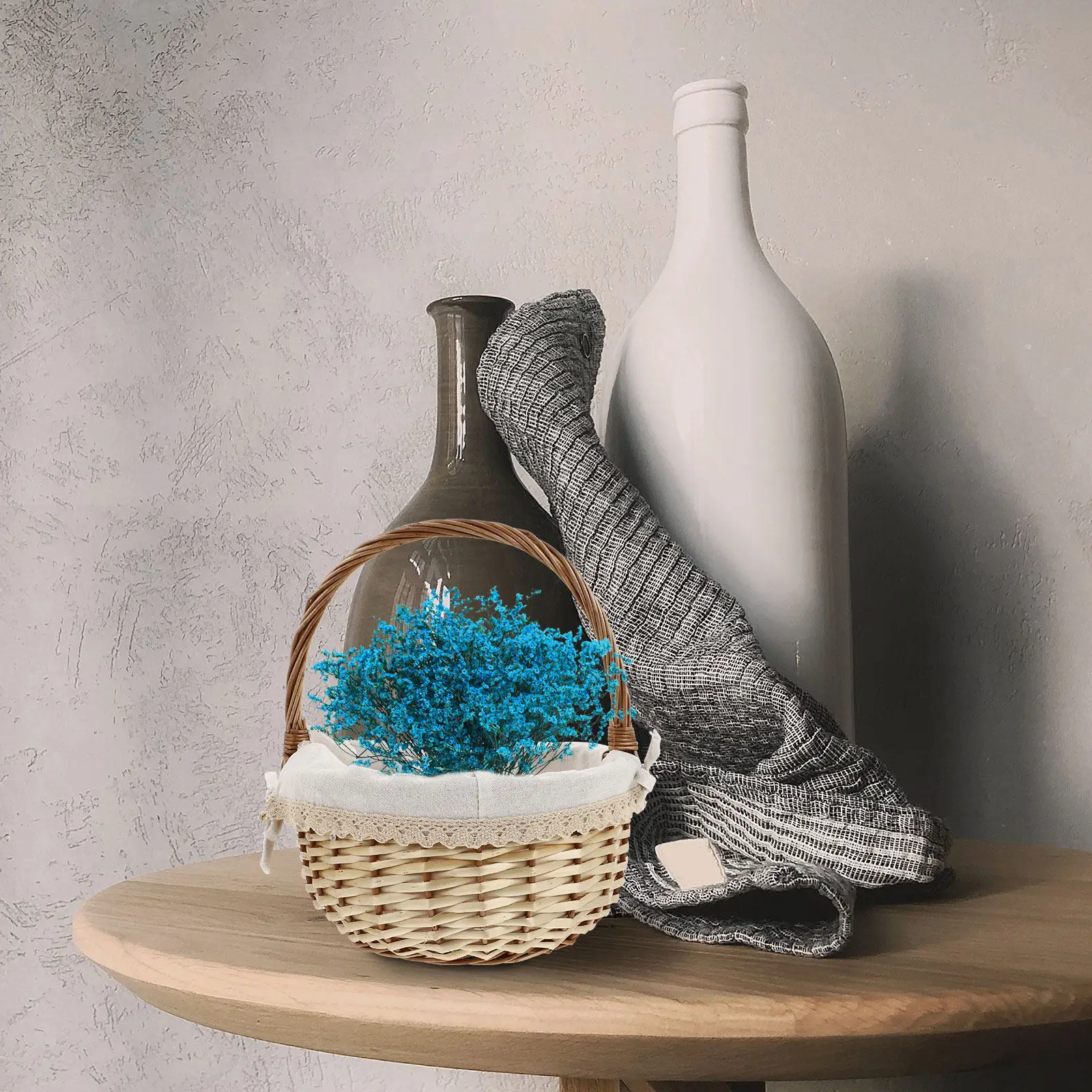 

1 шт. Прочная плетеная корзина из ротанга с ручкой, портативный органайзер для хранения фруктов, для пикника на природе, домашний декоративный контейнер