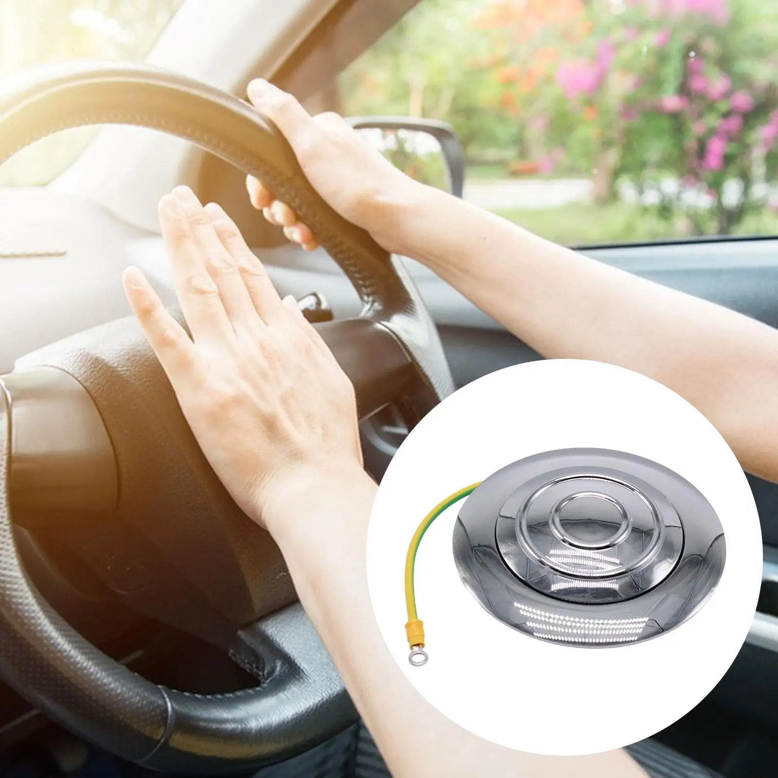 

Steering Wheel Horn Button Automotive Accessories for 9 Bolt Direct Repair Parts Professional High Performance Sturdy Silver
