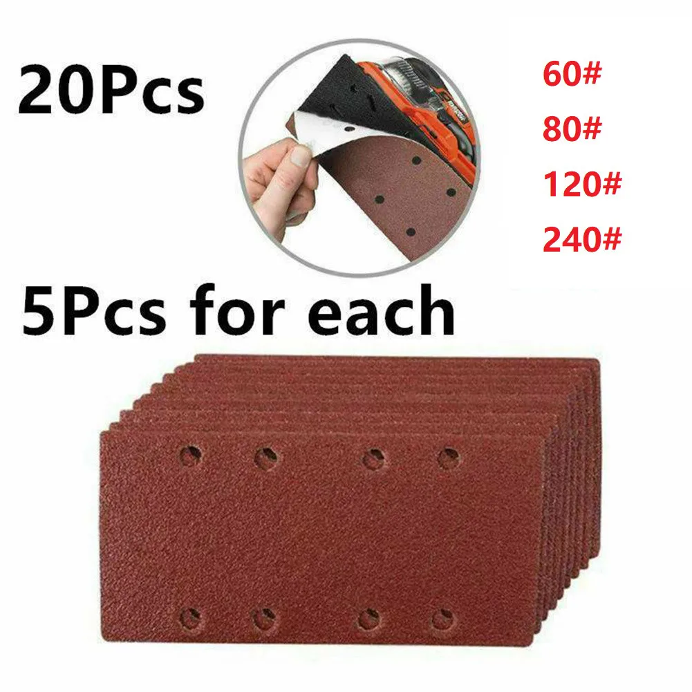 

20pcs Sandpaper Sanding Sheets Punched & Mixed Grits 60/80/120/240 Sanding Paper Hook And Loop Sand Sheet Punched 8 Holes