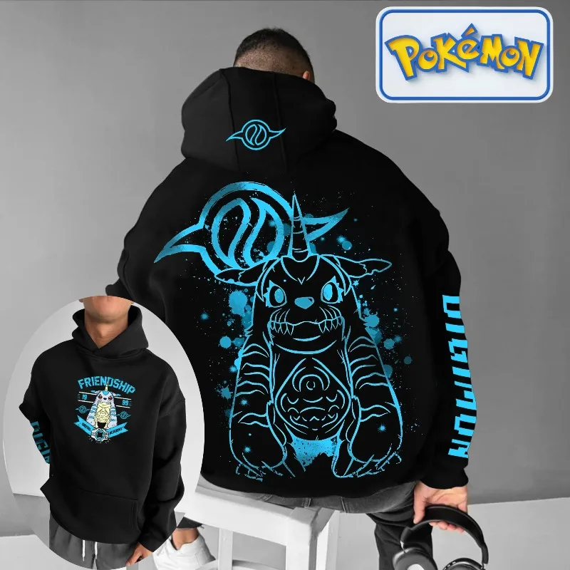 

2025 Anime Classic Character Pok É Mon Velvet Hoodie Creative Printed Loose High Quality Autumn/Winter Unisex Hoodie