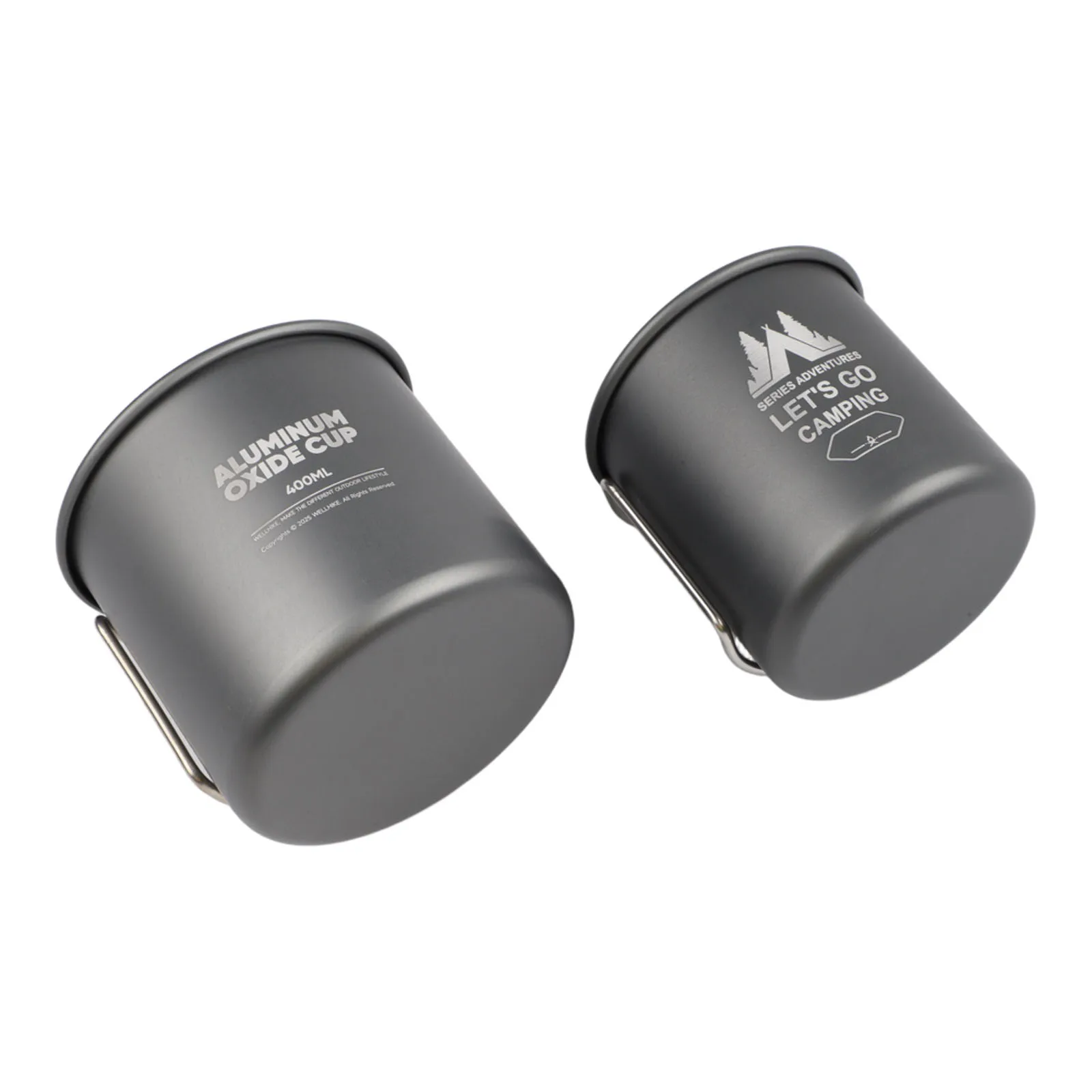 

Aluminum Alloy Camping Mug Set 300 ml and 400 ml Folding Handles Nesting Design for Compact Packing and Outdoor Cooking