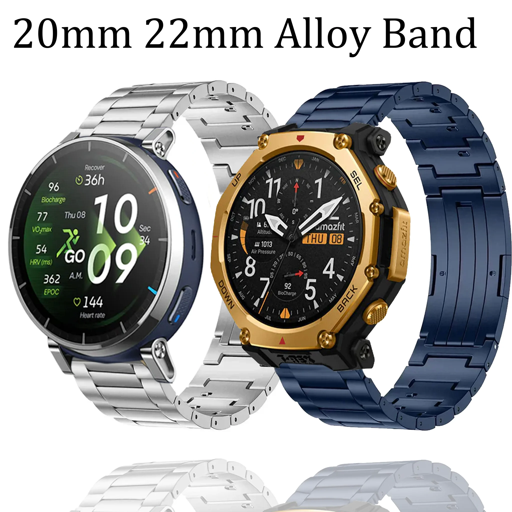 

Ремешок из титанового сплава 20 мм/22 мм для Amazfit T-Rex 3 Pro 48 мм/Balance 2/1/Bip 6/Active 3-2, а также для Huawei Watch GT6/5/4 46 мм