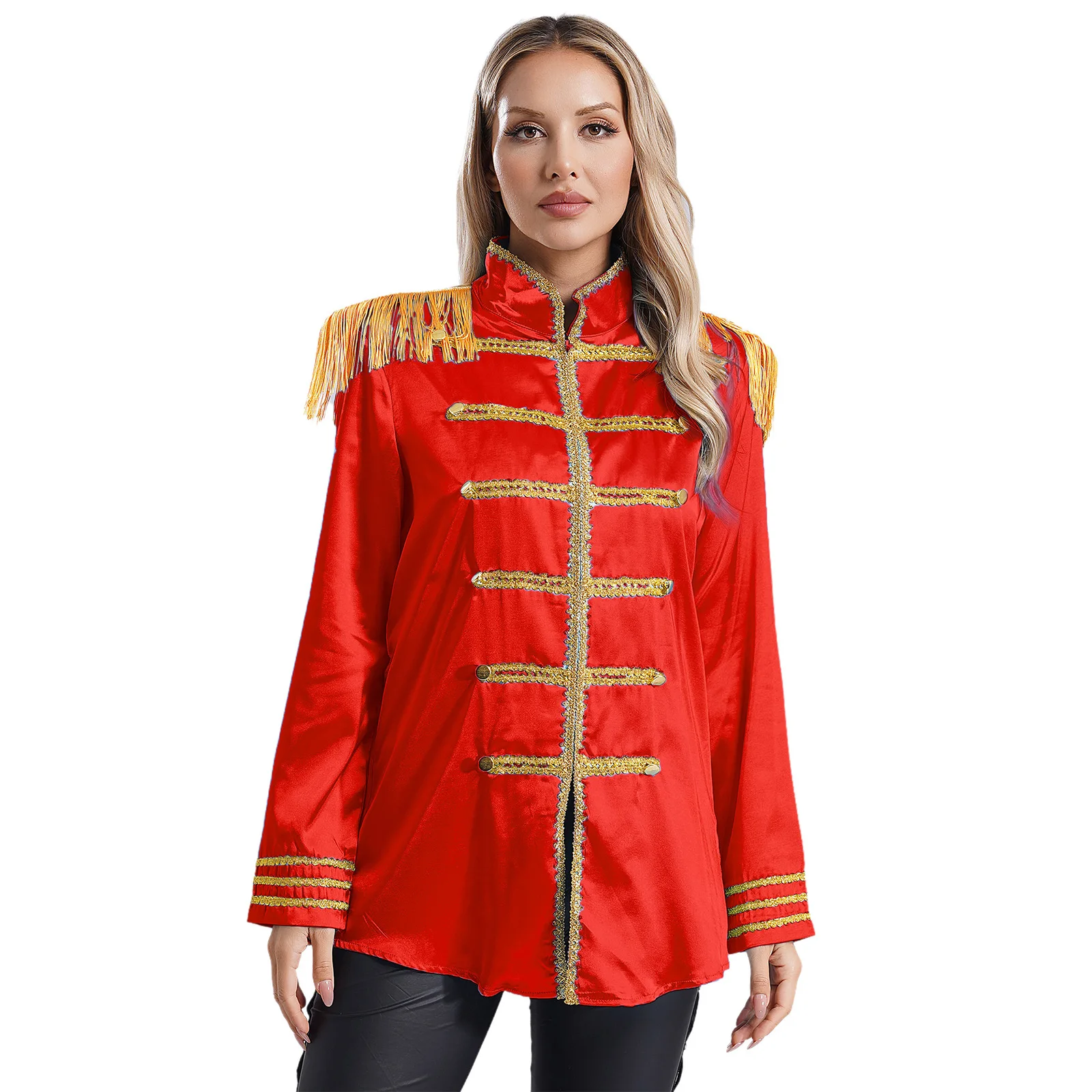 Women Medieval Royal Guard Formal Coat Hippy Ancient Clergy Choir Long Outerwear Tassel Jackets for Theme Party Carnival Wear