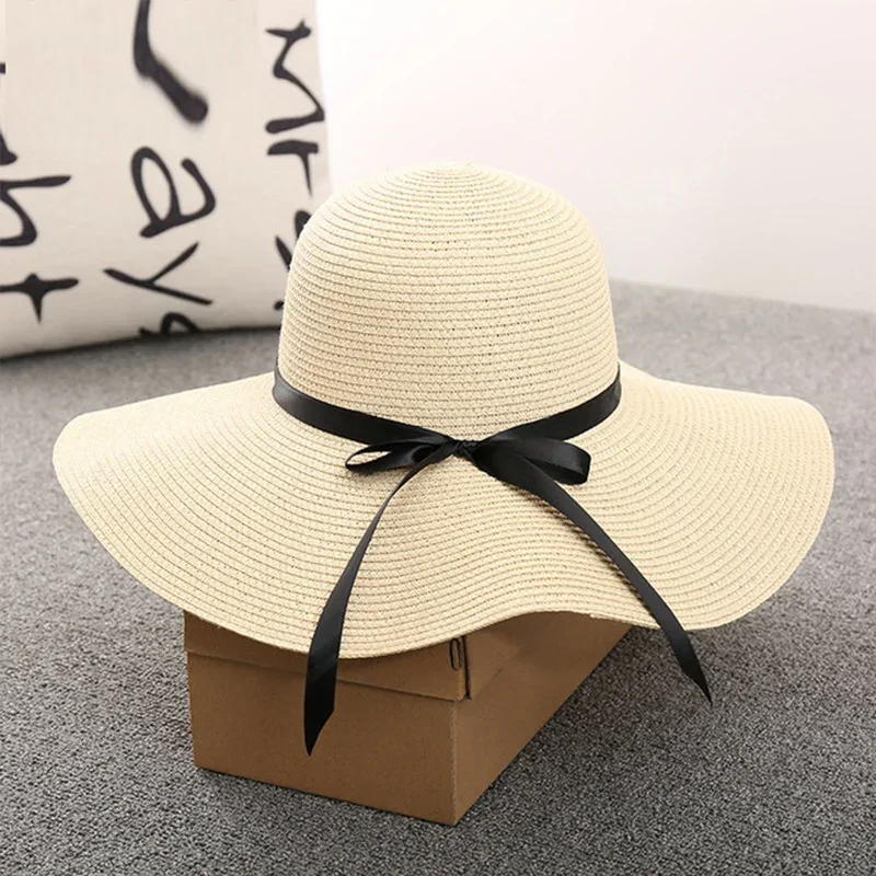 Women Summer Fashion Seaside Big Brim Straw Hat Female Beach Hat Small Fresh Folding Sun Hat Summer Hats Accessories Women Caps