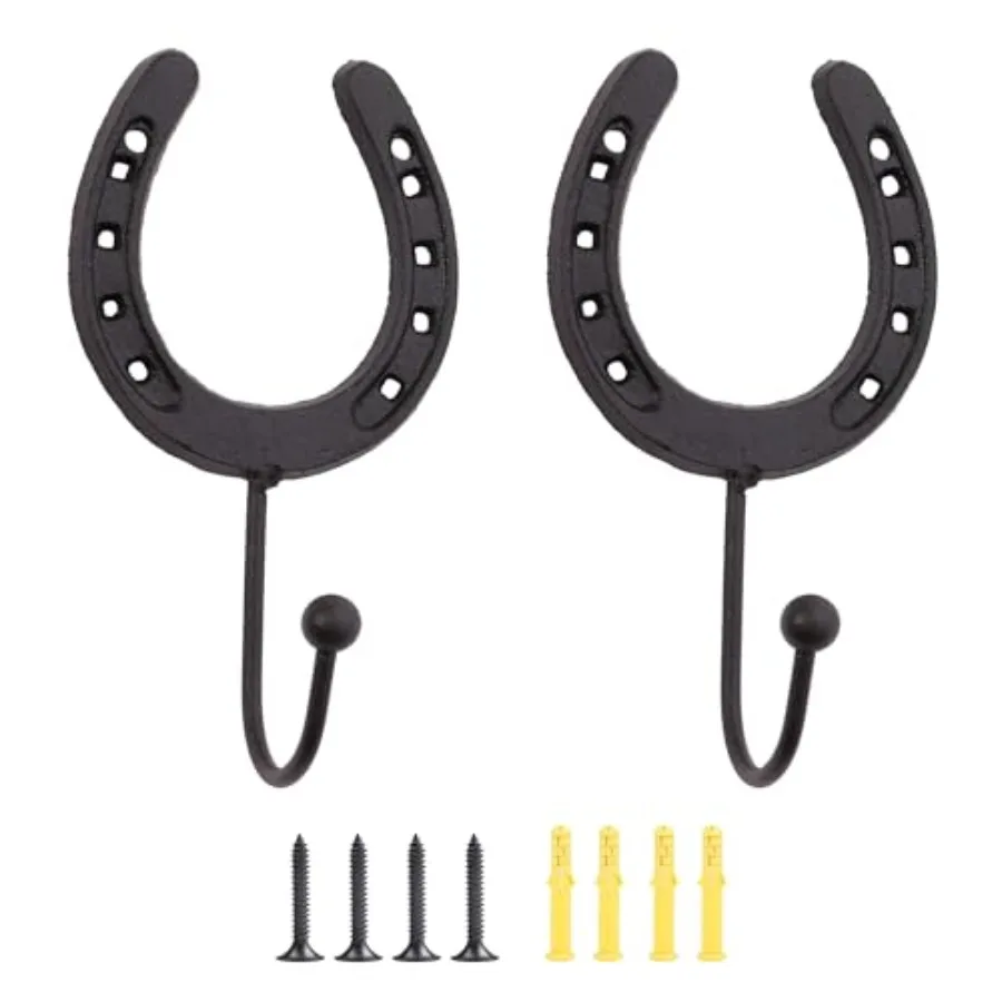 

2pcs Horseshoe Hanger Western Cowboy Hat and Coat Wall Hooks Farmhouse Towel Holder Vintage Iron Hook for Hanging