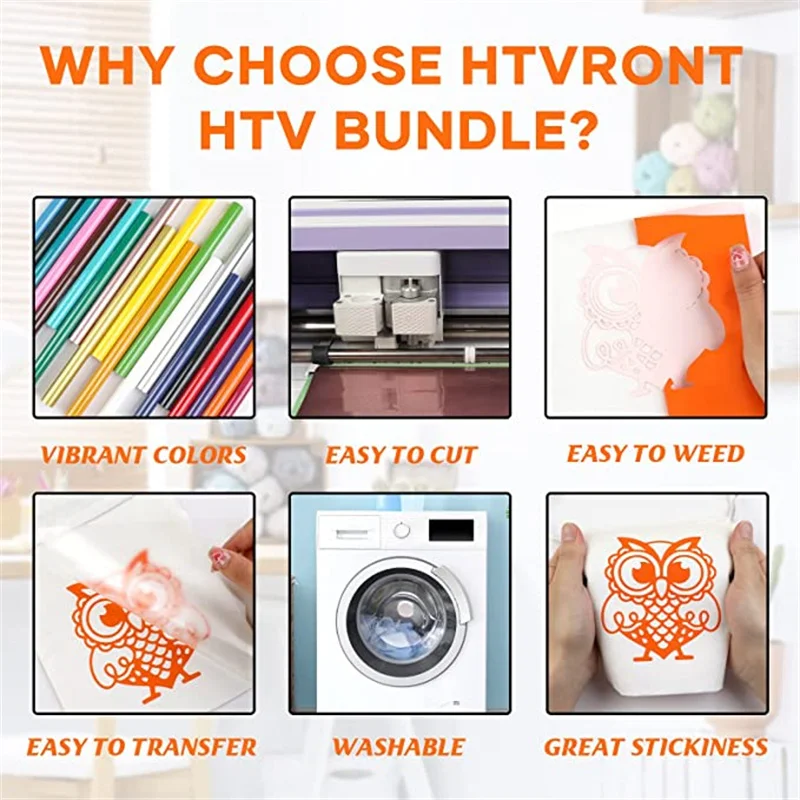 HTVRONT 20 팩 12inX 3ft/30X90cm PU 열전달 비닐 롤 Cricut 티셔츠 인쇄 DIY 아이언 HTV 비닐 필름 컷