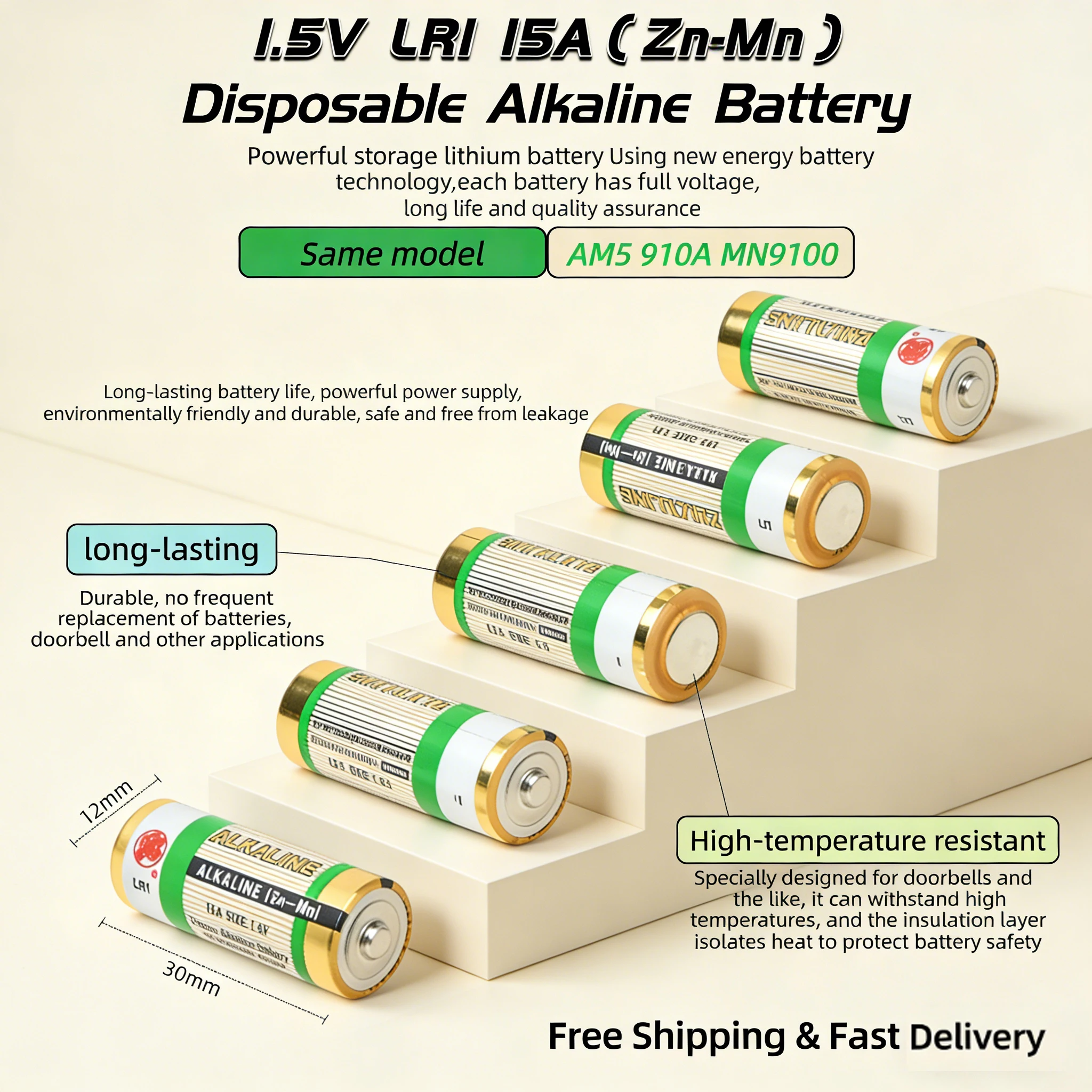 

1.5V N Size Alkaline Battery LR1 MN9100 E90 for Car Remote Doorbell Smart Lock Bluetooth Speaker Toy High Capacity