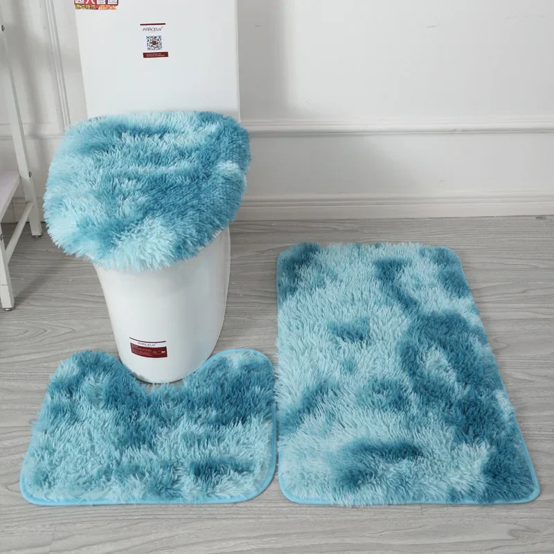 Soft Bathroom Rug 3-Piece Bathroom Rug and Rug Set Anti-Slip Mat Set Toilet Mat Set Bathroom Rug Set 3-Piece