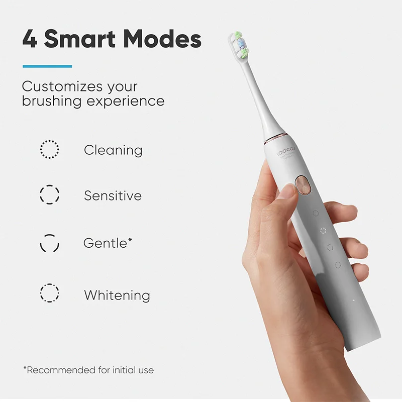 SOOCAS X3U فرشاة الأسنان بالموجات فوق الصوتية USB قابلة للشحن مقاوم للماء مع ثلاثة رؤساء للكبار