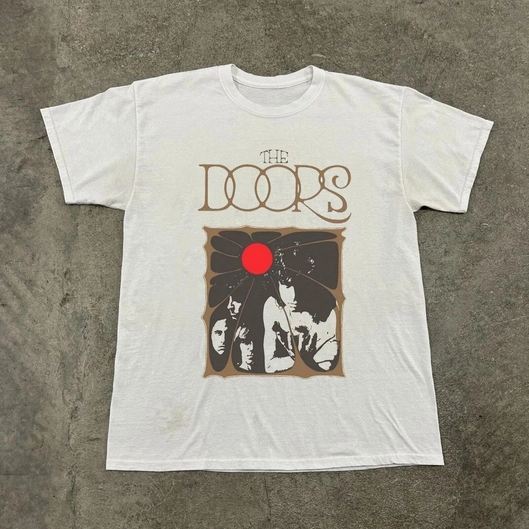 

Plus Size Summer Women's Vintage The Doors T-Shirt Unisex Cotton Breathable Stylish Versatile Street Style Oversized