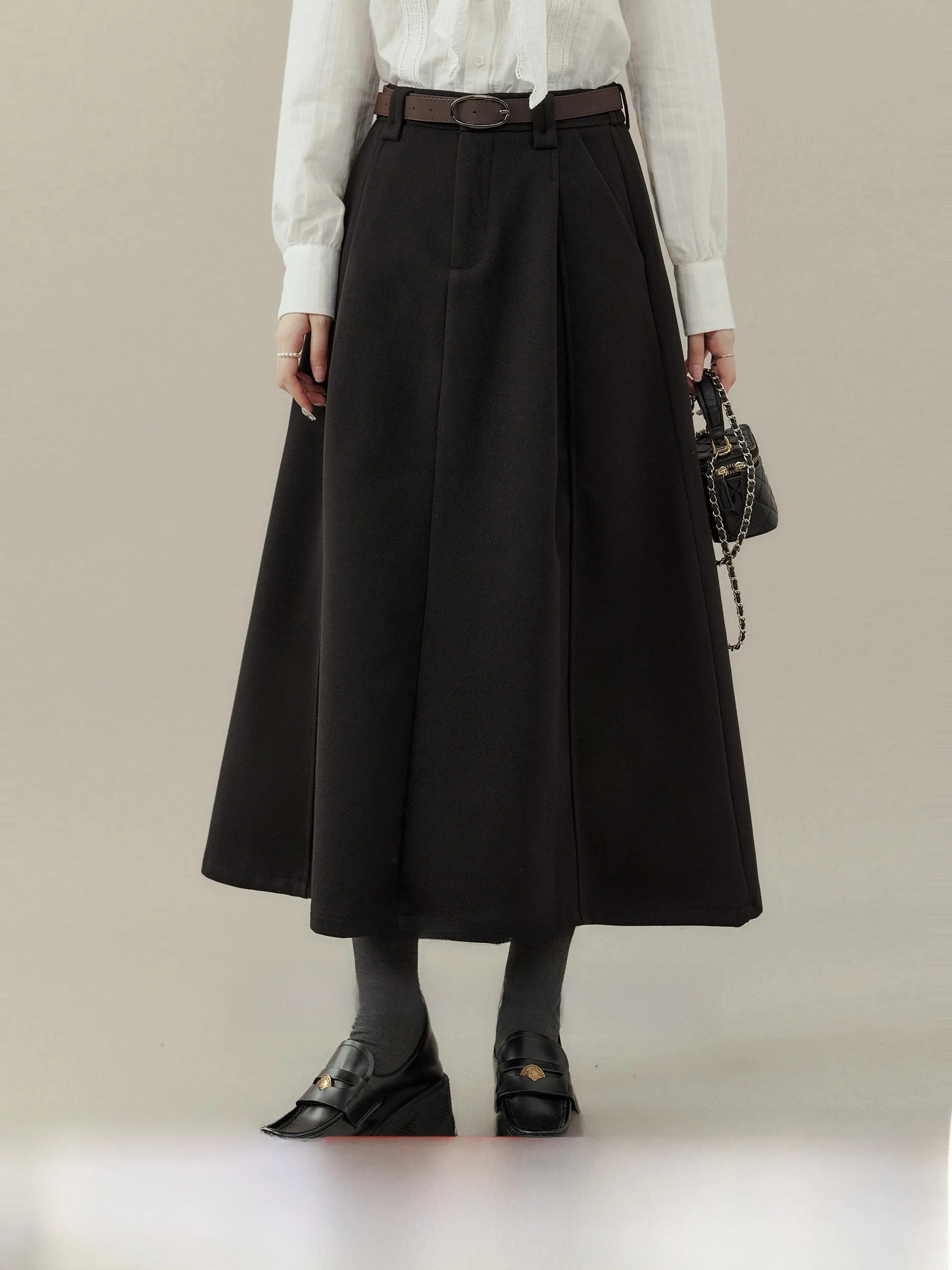 

Черный костюмный костюм с юбкой и брюками-палаццо на высокой талии для полных женщин, осенне-весенний, модный, в корейском стиле, для офиса