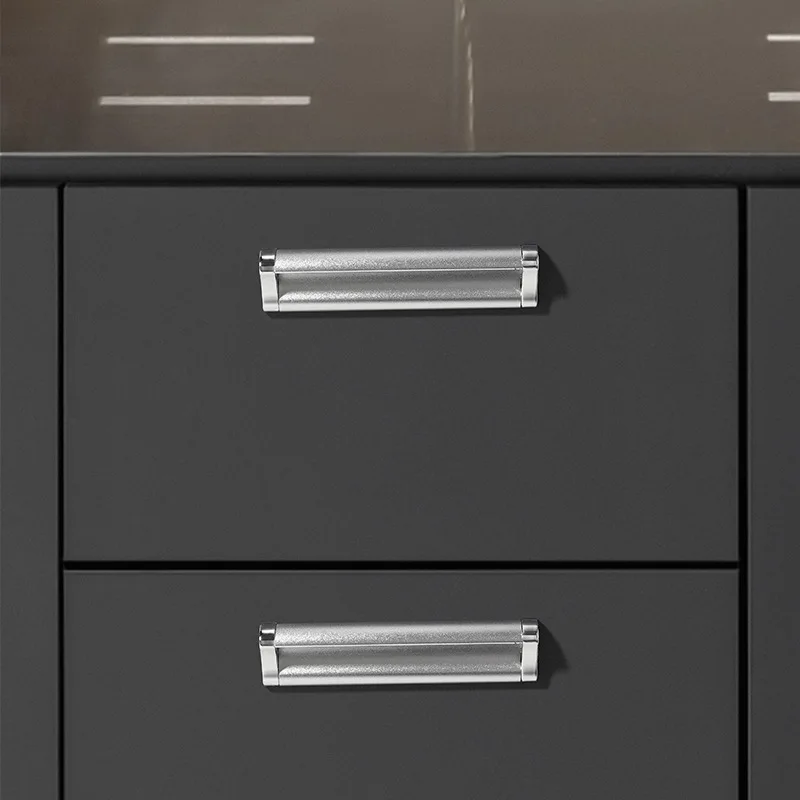 Cabinet Handle Modern Minimalist Matte Silver Drawer Wardrobe Aluminum Alloy Handle Bedside Table Home Handle Flat Buckle