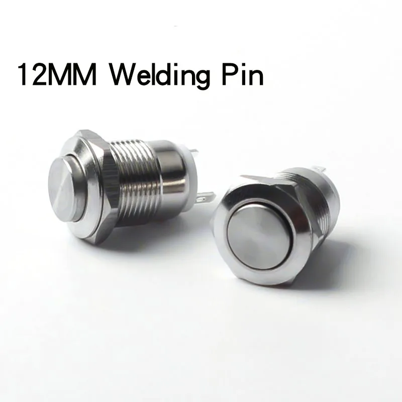 12/16/19/22mm 1NO Cheap Waterproof Momentary Self Reset  2Pin High/Flat/Ball Head Screw Foot Welding Foot Metal Button Switch