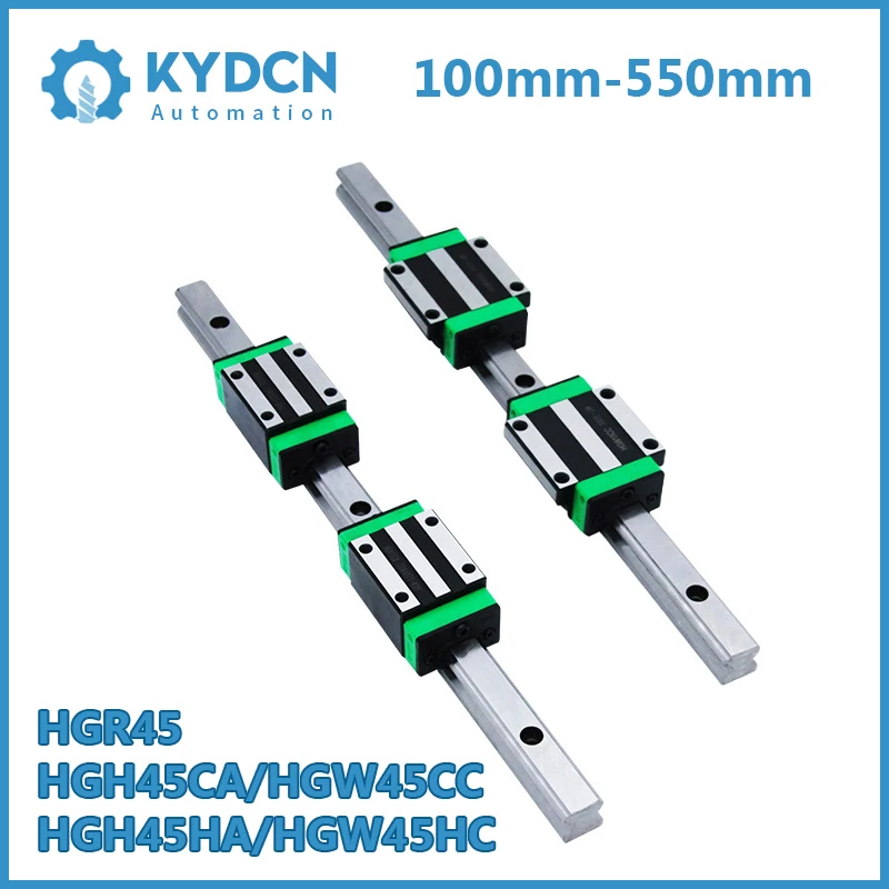 HGR45 HGH45CA HGW45CC HGH45HA HGW45HC Square Linear Guide Rail and Block  Flange Slide Block Set 100mm-550mm CNC Sliding System