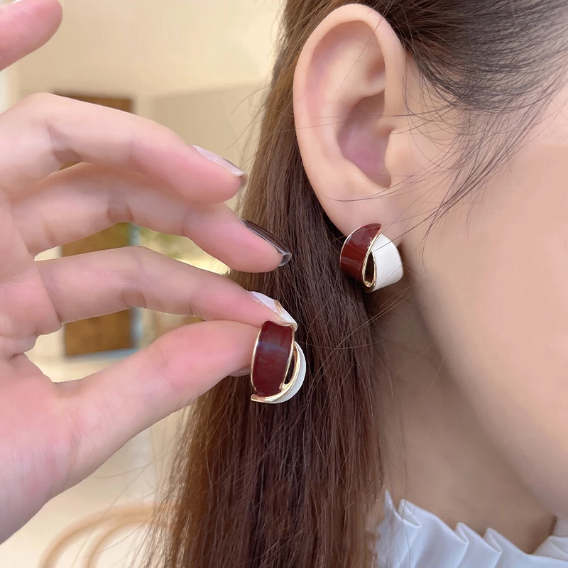 New Enamel Cross Stud Earrings for Women Korean Fashion Girls Cute Small Earrings Gradient Wrap Earrings unusual earrings image 4