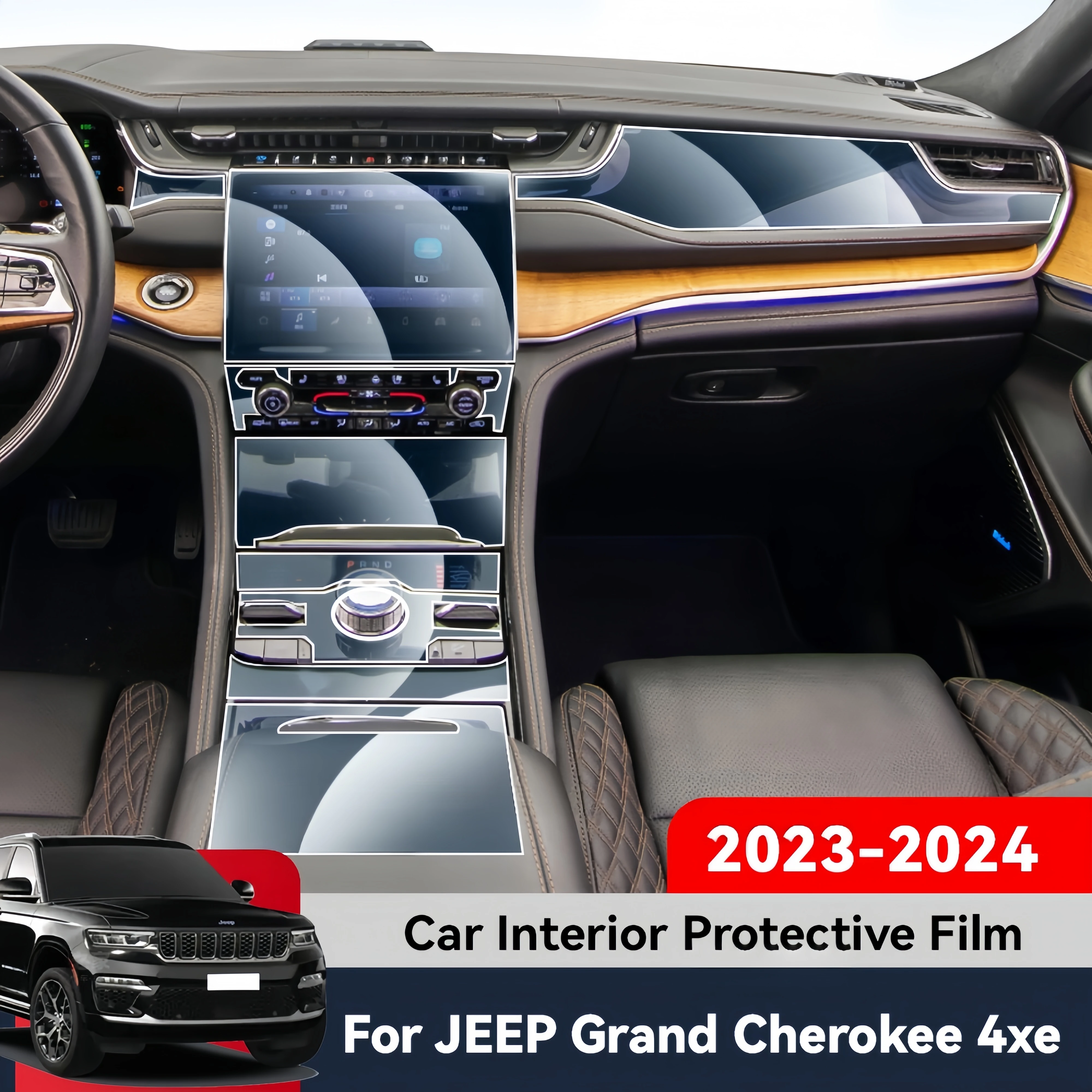 Auto Central Control Screen TPU Navigation Anti Scratch Interior Protection Film GPS For JEEP Grand Cherokee 4xe 2023 2024