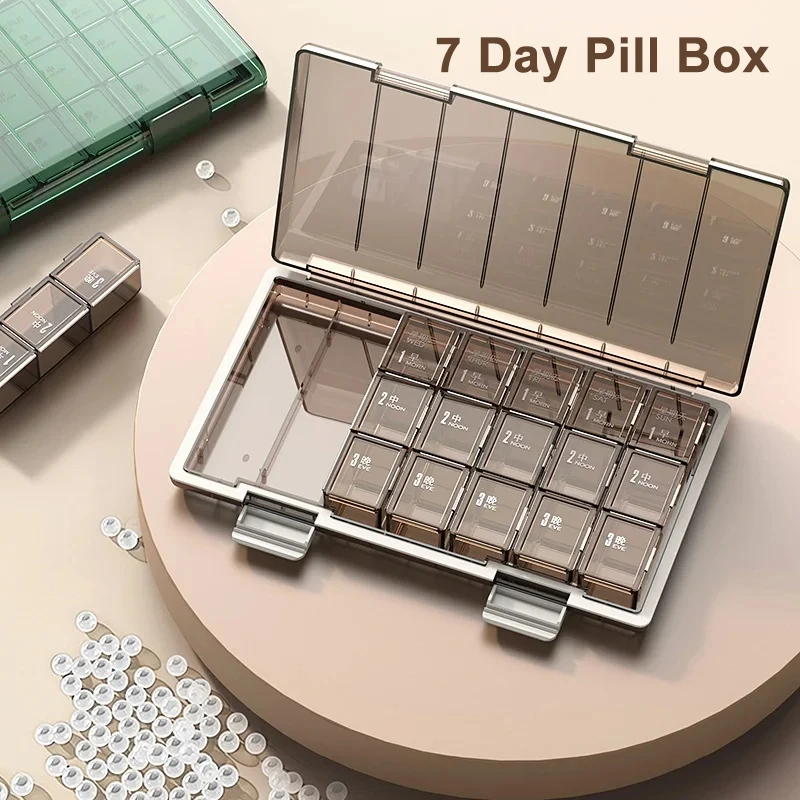 Portable Weekly 7 Days Pill Case Colorful Design Stackable 3/4 Times a Day Medicine Storage Dispenser/Plastic Pill Organizer Box